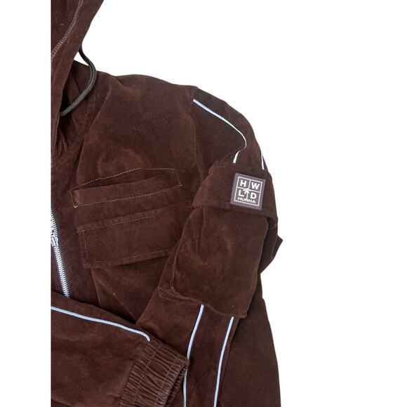 HWLD Hunna Brown Zip Lore Jacket Size Small Chocolate Streetwear - Picture 4 of 8